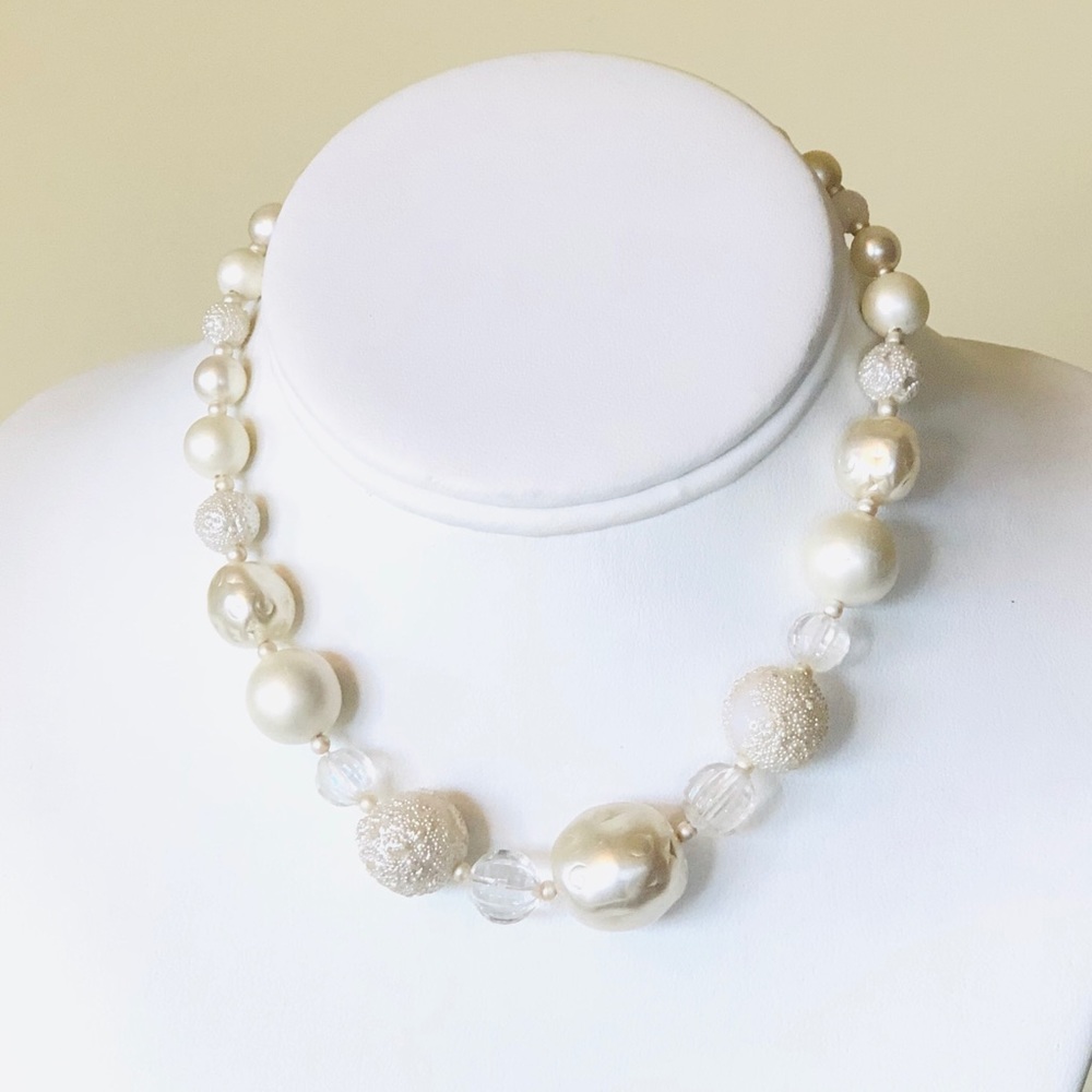 Shabby Chic Cream Single Strand Pearl Necklace